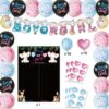 Boy Or Girl Banner - Cute Elephant Balloon and Tally Board with Stickers Set Baby Gender Surprise