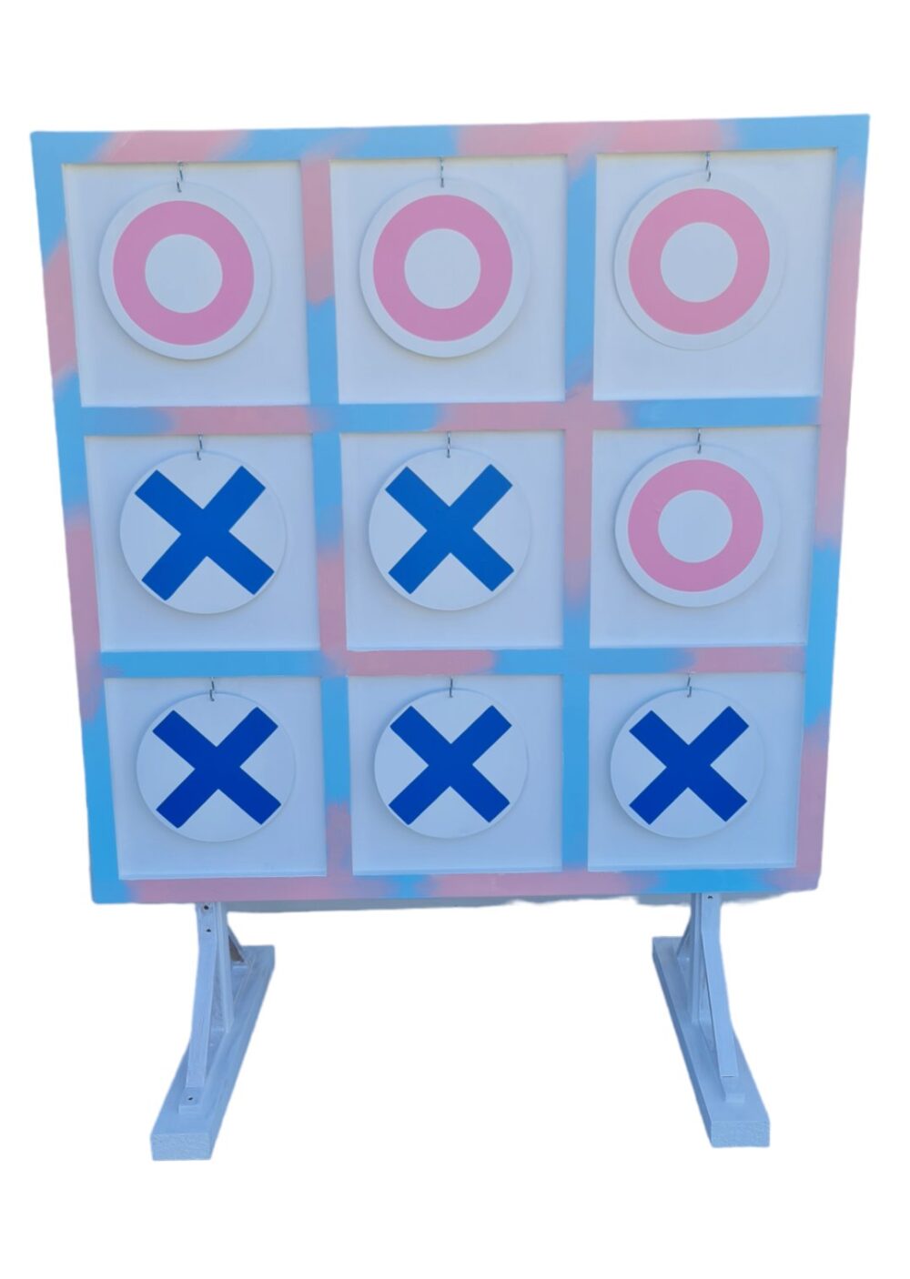 Gender Reveal Tic Tac Toe Board - Noughts and Crosses Game - Backdrop Hire Baby Gender Surprise